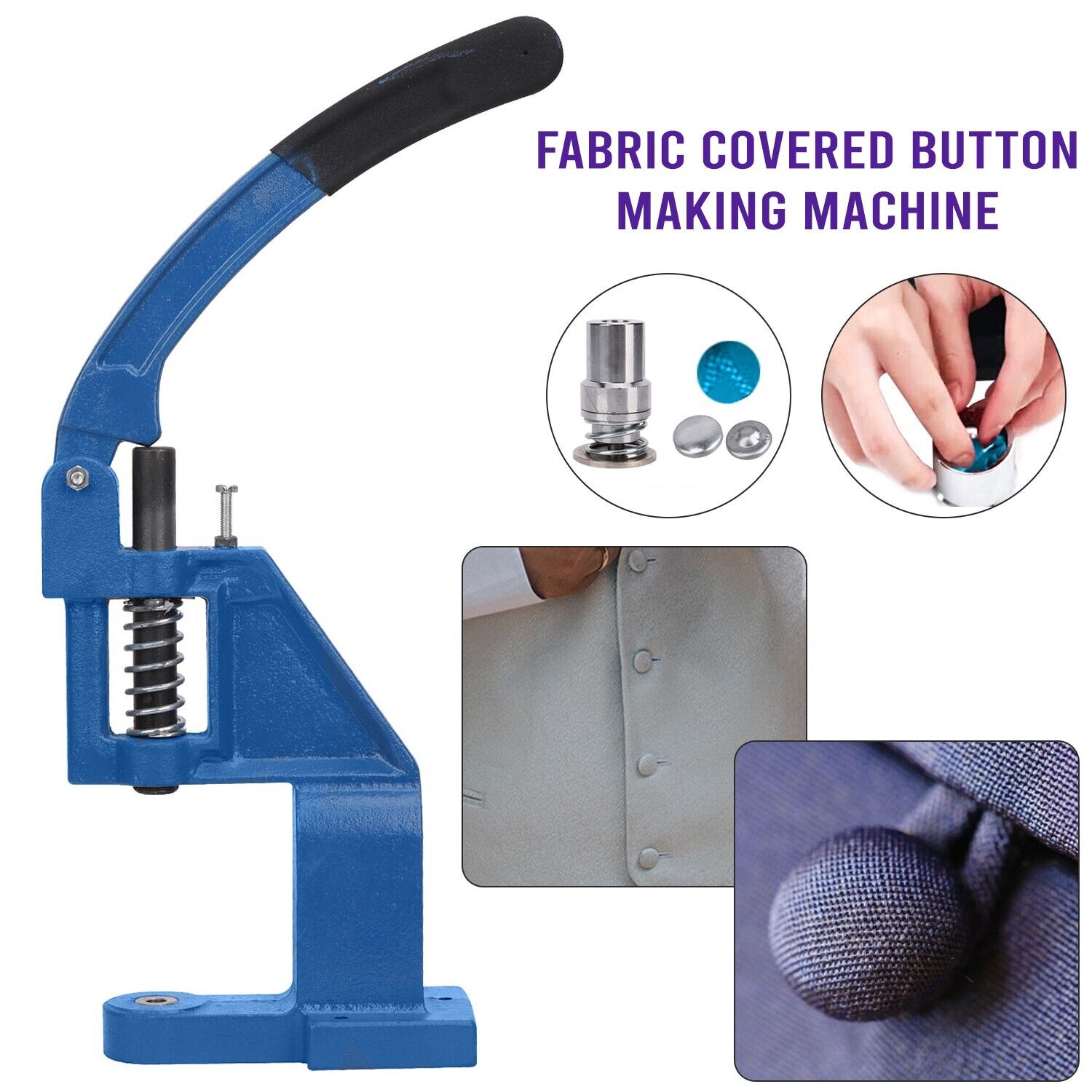 “Large Hand Press Button Machine – Heavy-Duty Cast Iron Tool for Tich & Fabric Button Making”Just Machine
