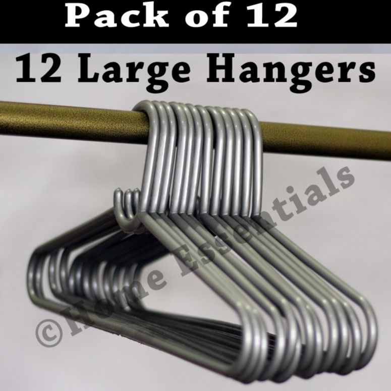 Pack of 12 Large Grey Plastic Hangers – High-Quality Clothes Hangers for Home & Boutique