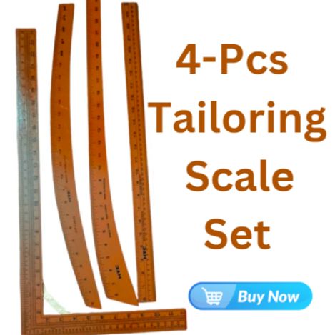 “4-Piece Tailoring Scale Set – L-Shape, Hip Curve, Pant Curve & Straight Ruler (24 Inch) for Tailors”