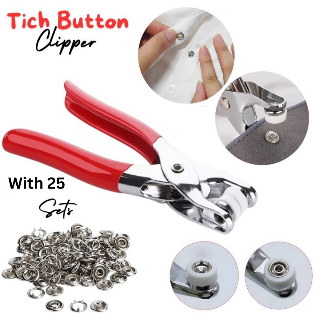 “Tich Button Plier Machine – Metal Snap Buttons for Kids Clothes, Shoes & DIY Sewing (Press Studs Kit)”