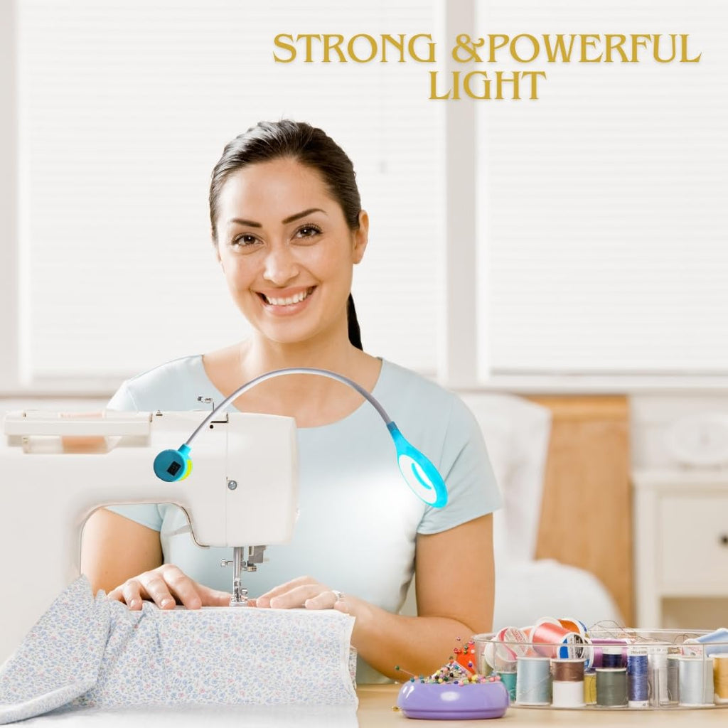 “Ring LED Sewing Machine Light – Flexible Silicone Gooseneck with Magnetic Base & Adjustable Brightness”