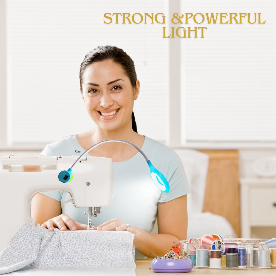 “Ring LED Sewing Machine Light – Flexible Silicone Gooseneck with Magnetic Base & Adjustable Brightness”