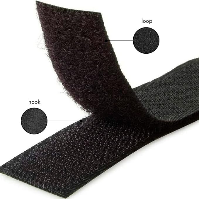 3 Yards Velcro Tape Set – Male & Female Hook Loop with Double-Sided Adhesive | 1-Inch Black High-Quality Fastening Tape