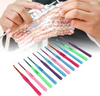 12-Piece Ergonomic Crochet & Embroidery Needle Kit – 6 Colors Multi-Size DIY Knitting & Handicraft Tools