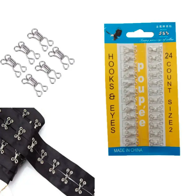 24-Pack Metal Hook & Eye Fasteners – Ladies Garment & Dress Accessories