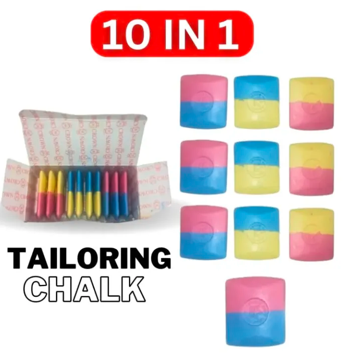 10 Pcs Tailoring Chalk Box – Rectangular Multicolor Fabric Marking Chalk for Garments | Premium Quality & Best Price