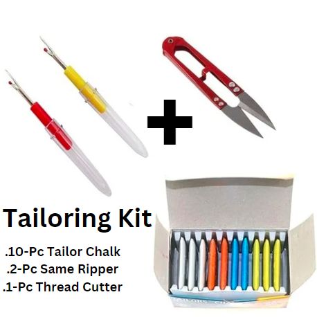 “Tailoring Kit – 3 Essential Sewing Tools for Home: Seam Ripper, Tailoring Chalk & Thread Cutter”