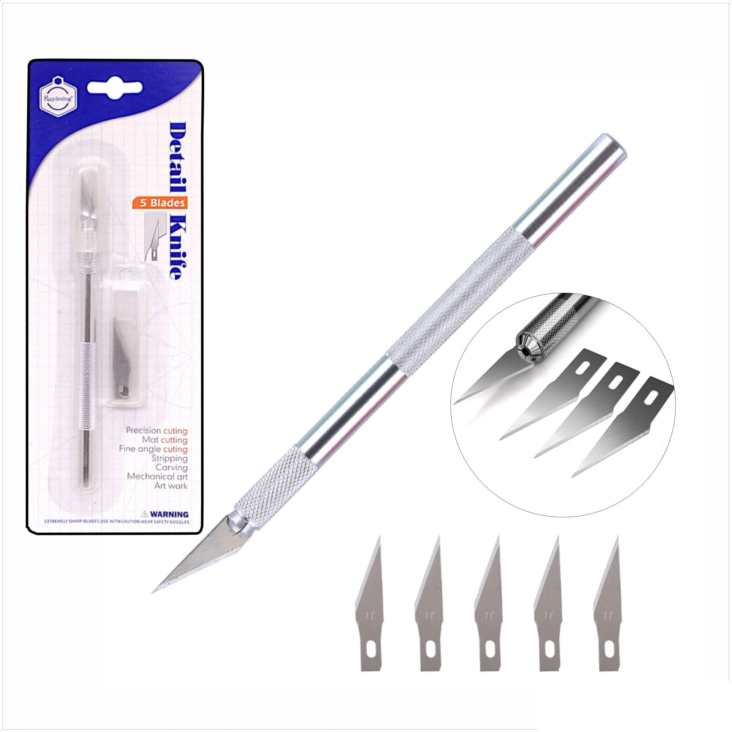“JustLatest Detail Pen Knife – Precision Cutting Tool with 5 Sharp Blades for DIY, Art & Craft”