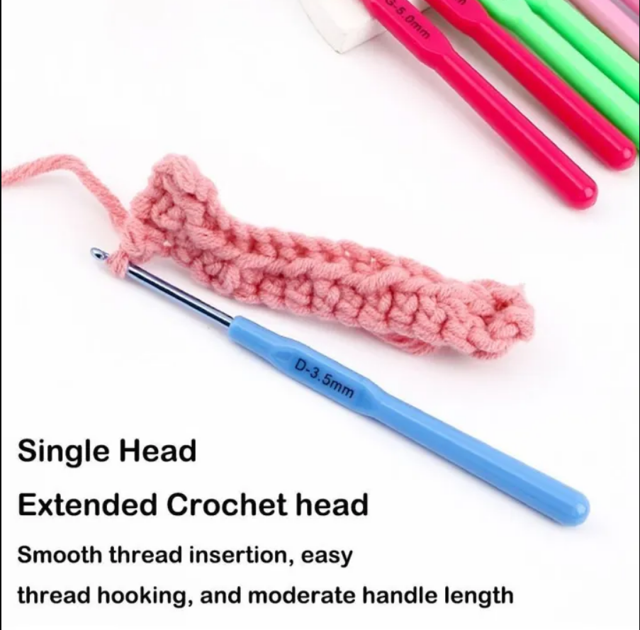 12-Piece Ergonomic Crochet & Embroidery Needle Kit – 6 Colors Multi-Size DIY Knitting & Handicraft Tools