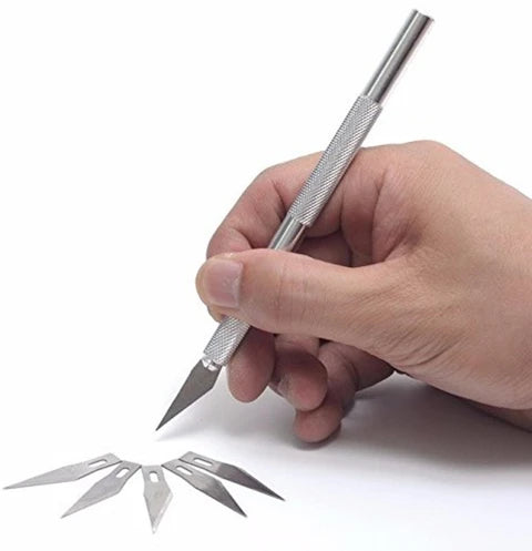 “JustLatest Detail Pen Knife – Precision Cutting Tool with 5 Sharp Blades for DIY, Art & Craft”