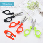 “Foldable 11cm Scissors – Stainless Steel Blade, Plastic Handles for Right & Left-Handed Users, Orange”