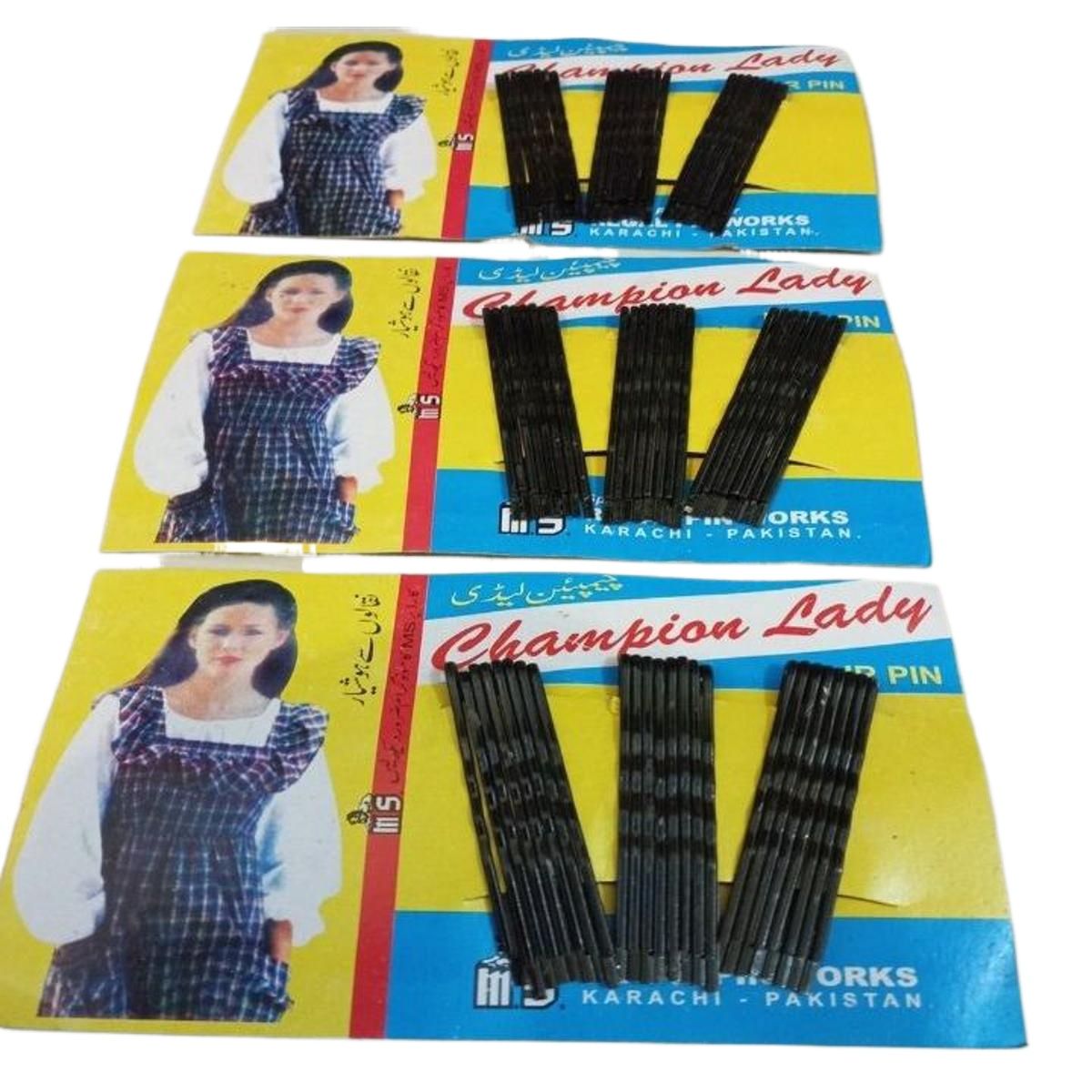 6-Pc Bobby Hair Pins – Black Hairpins for Girls & Women, Stylish & Durable Hair Accessories