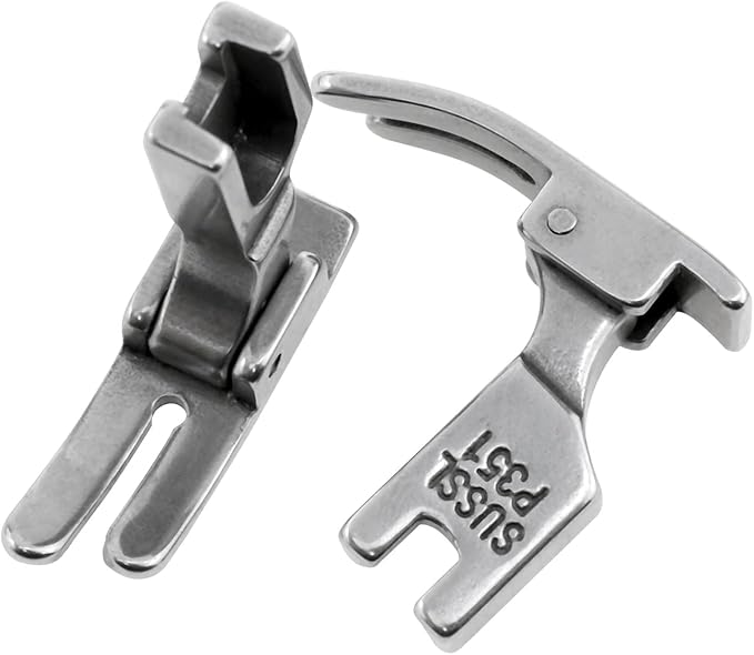 “Jucki P351 Presser Foot – Standard/Piping Foot L+R for Straight Stitch Sewing (Silver)”